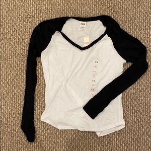 Casual long sleeve Pink baseball tee
